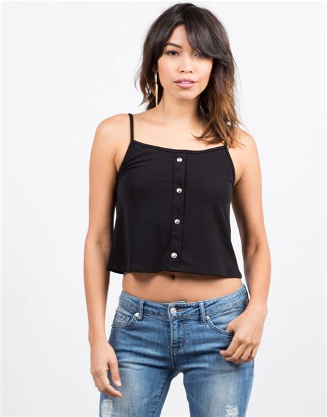 Button Front Cropped Cami 2020ave