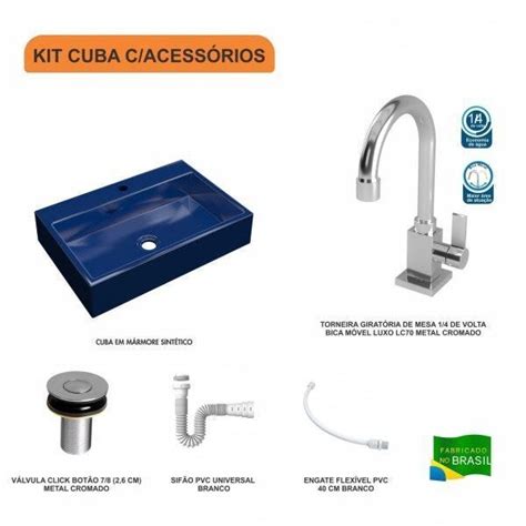 Kit Cuba RT55 Torneira Luxo 1195 Metal e Válvula Click 1 Polegada B