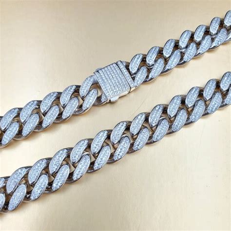 12mm Moissanite Monaco Cuban Link Chain In 925 Sterling Silver Etsy