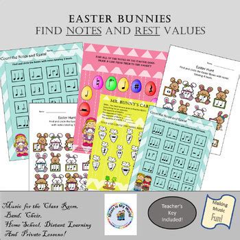 EASTER BUNNIES FIND NOTES AND REST VALUES By Music Is My World TPT