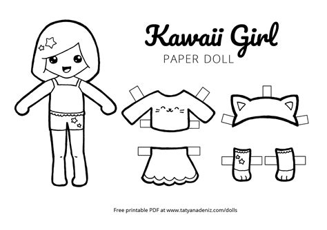 Free Printable Kawaii Paper Dolls Colouring Pages