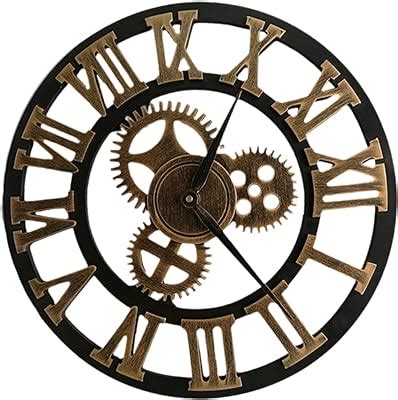 Amazon Lafocuse Inch Wall Clock With Moving Gears Roman