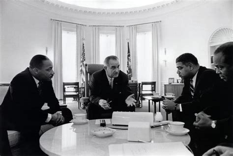 President Lyndon B Johnson With Civil Rights Leaders In The Oval