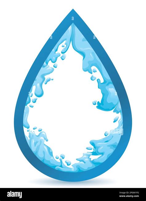 Isolated Frame In The Shape Of A Drop With Water Splashes And Droplets