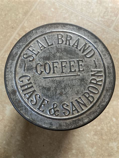 Antique Small Early Chase Sanborn S Seal Brand Raised Letters Lid