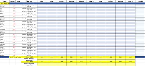 Nfl Spreadsheet Excel Db Excel