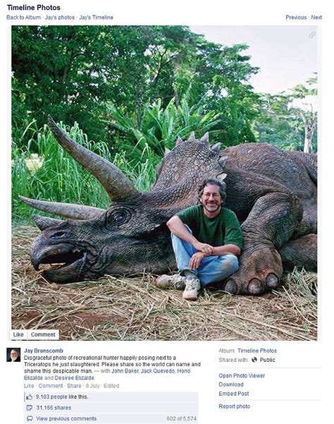 Photo of Steven Spielberg with triceratops causes uproar from gullible ...