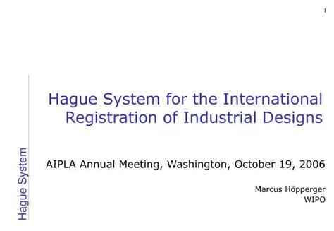 PPT Hague System For The International Registration Of Industrial