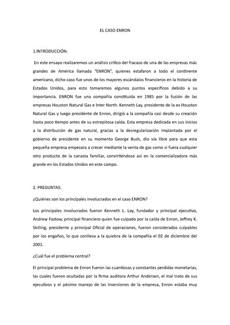 Estudio Del Caso Enron Uno De Los Peores Fraudes De La Historia El