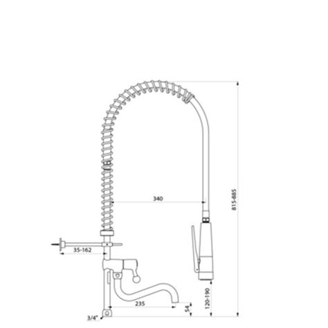 Combiné de prélavage douchette antitartre à picots avec colonne courte