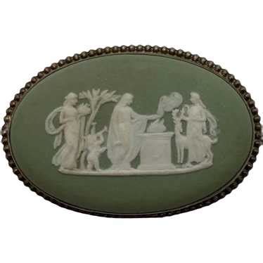 Vintage Wedgwood Sage Green Jasperware And Sterling S Gem