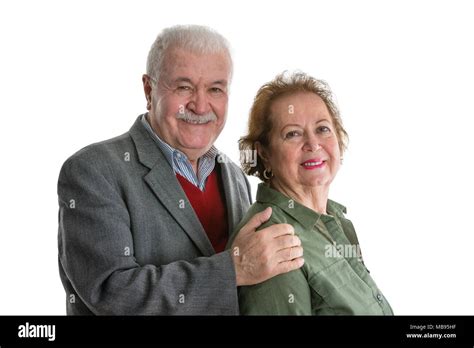 Friendly Looking Senior Couple Portrait Isolated On White Background