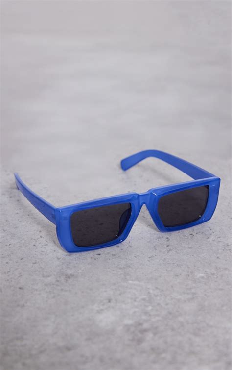 Royal Blue Square Frame Sunglasses Prettylittlething Usa