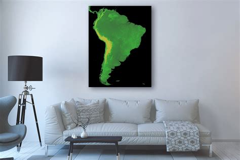 South America Globe Elevations Map 2022 Canvas Wrap