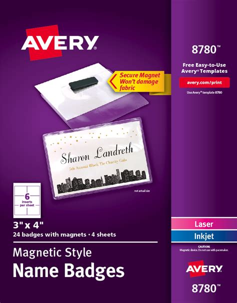 Avery Secure Magnetic Name Badges, Durable Plastic Holders, Heavy-Duty Magnets, 3 x 4, 24 Badges ...