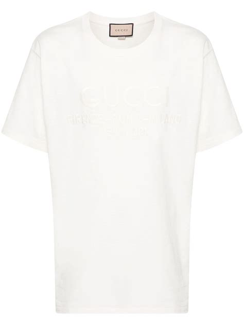 Gucci T Shirt Mit Logo Stickerei Farfetch