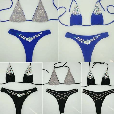 Luoanyfash Women Crystal Bikini Diamond Swimsuit Swimwear Bikinis