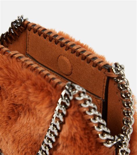 Falabella Mini Faux Fur Shoulder Bag In Beige Stella Mc Cartney