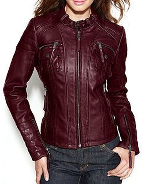 Women S Burgundy Biker Leather Jacket California Jacket