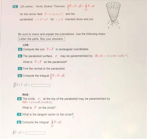 Solved ер 12 20 Points Verify Stokes Theorem Sex Fids