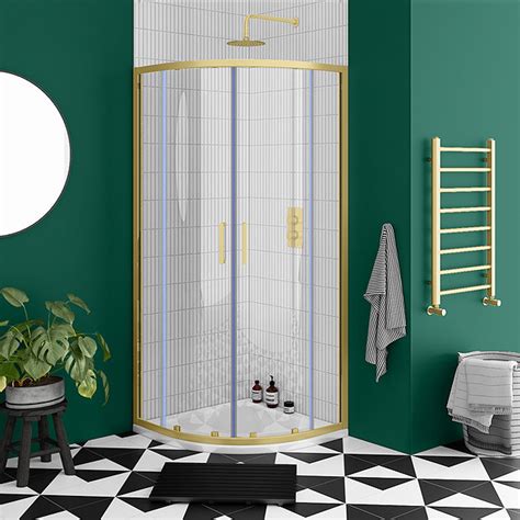 Toreno Brushed Brass 800 X 800mm Quadrant Shower Enclosure Victorian