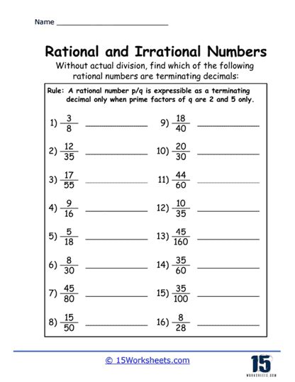 Irrational Numbers Worksheets Worksheets Worksheets Library