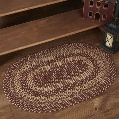 Country Style Braided Jute Rugs Burgundy