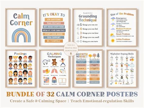 Calming Corner Posters Bundle Classroom Boho Calm Down Etsy