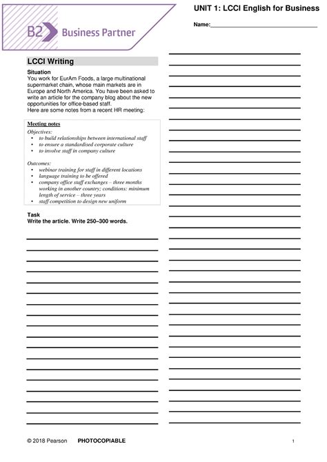 BP B2 Tests Unit1 LCCI 2018 Pearson PHOTOCOPIABLE 1 UNIT 1 LCCI