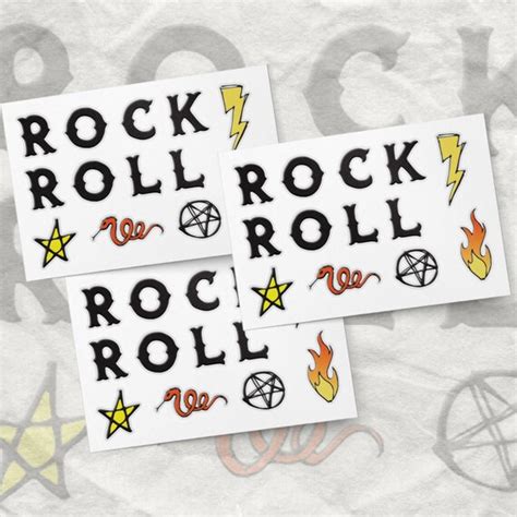 Rock And Roll Knuckles Temporary Tattoo Transfers Rock Party Body