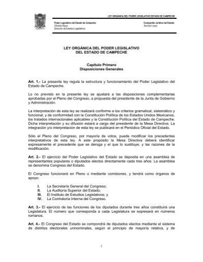 Ley Órganica del Poder Legislativo del Estado de Campeche