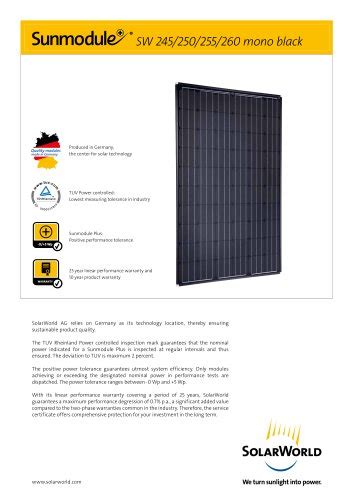 Sunmodule Plus Sw 250 260 Poly Solarworld Pdf Catalogs Documentation Brochures