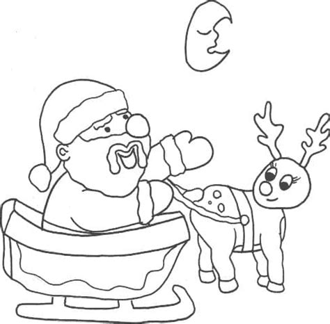 Coloriage Père Noël Sur le Traîneau de Noël 3 télécharger et imprimer