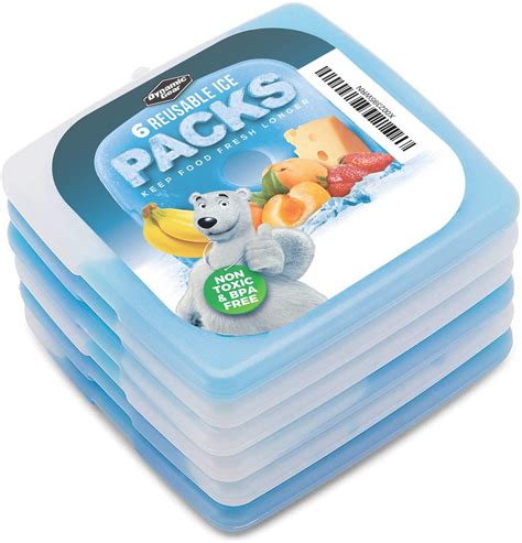 Dynamic Gear Reusable Ice Pack Blocks 6 Pack For Lunch Box Slim