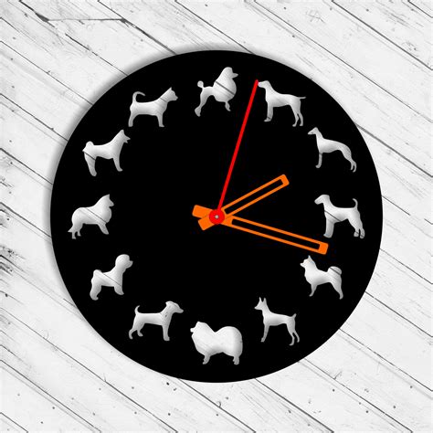 Wall Clock Dog Laser Cut Dxf Glowforge Svg Xtool D1 Cnc Etsy Uk