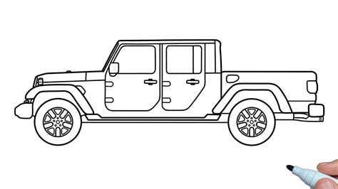 How To Draw A Jeep Gladiator Rubicon Step By Step YouTube