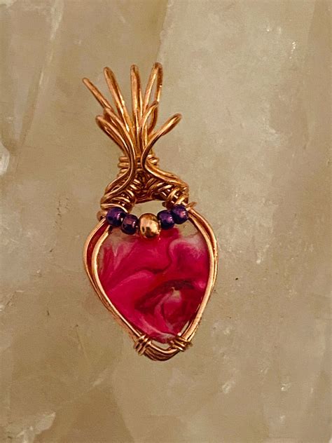 Wire Wrapped Copper Wire Wrapped Heart Pendant Handmade Jewelry Jewelry For Her Resin