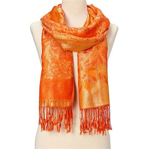 Italmode Orange Floral Silk Blend Scarf 799 Liked On Polyvore