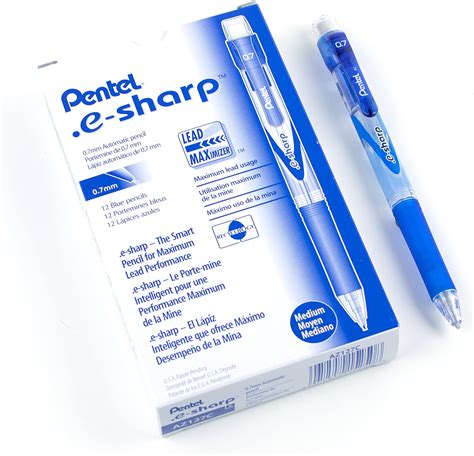 Pentel E Sharp Mechanical Pencil 0 7mm Point Size Blue Barrel Box Of