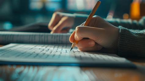 A Person Is Writing On A Keyboard With A Pen In Their Hand Premium Ai