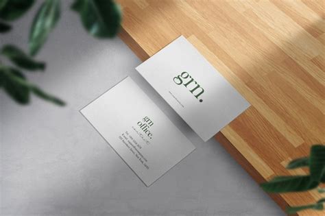 Premium PSD Clean Minimal Business Card Mockup On Wood Ground