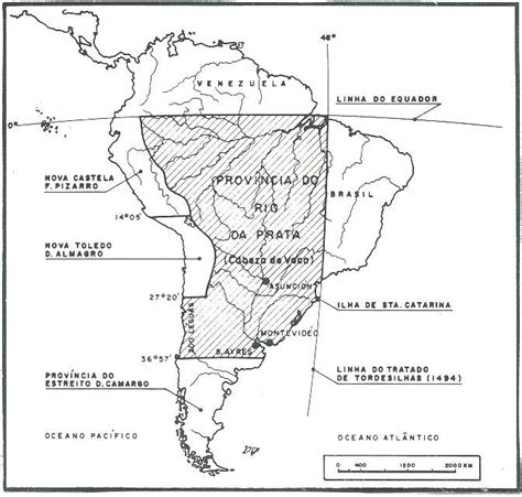 Mapa de localização da Província do Rio da Prata que em 1543 ainda