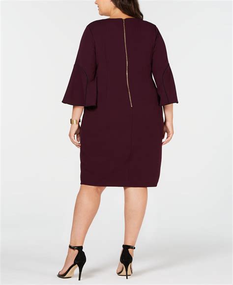 Calvin Klein Synthetic Plus Size Bell Sleeve Sheath Dress In Purple Lyst