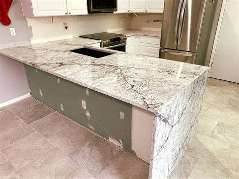 Pompeii White Fusion Quartz Kitchen Island Countertop Granite Quartz