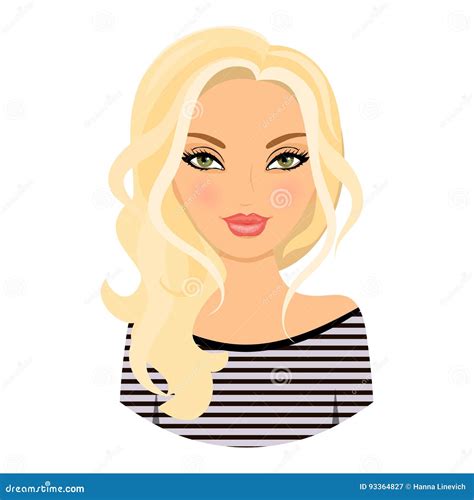 Cartoon Girl Character Long Blonde Hair Stock Vector Royalty Free