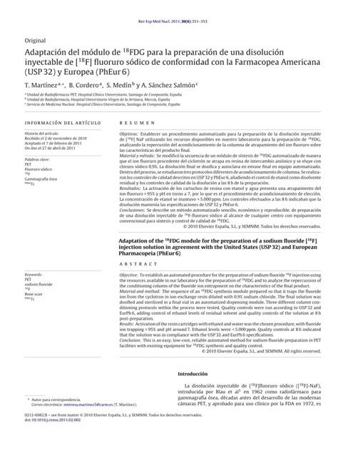 Pdf Adaptaci N Del M Dulo De Fdg Para La Preparaci N De Una