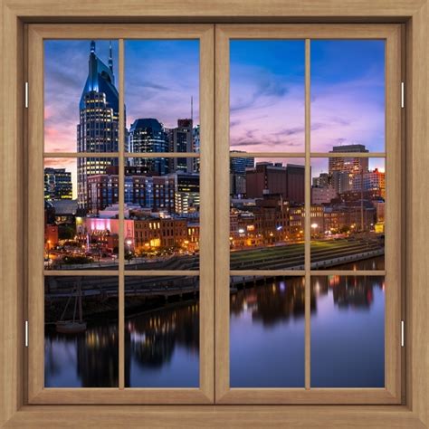 Wall Mural Brown Window Closed Nashville Skyline Pixers Uk