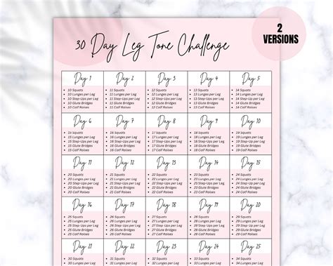 30 Day Leg Tone Challenge Leg Challenge Leg Muscle Exercises Butt