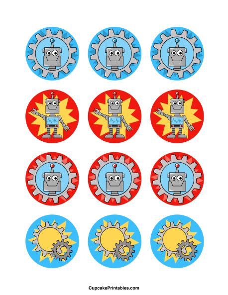 Printable Robot Cupcake Toppers