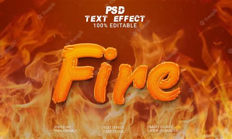 Premium Psd Fire 3d Editable Text Effect Style Psd File